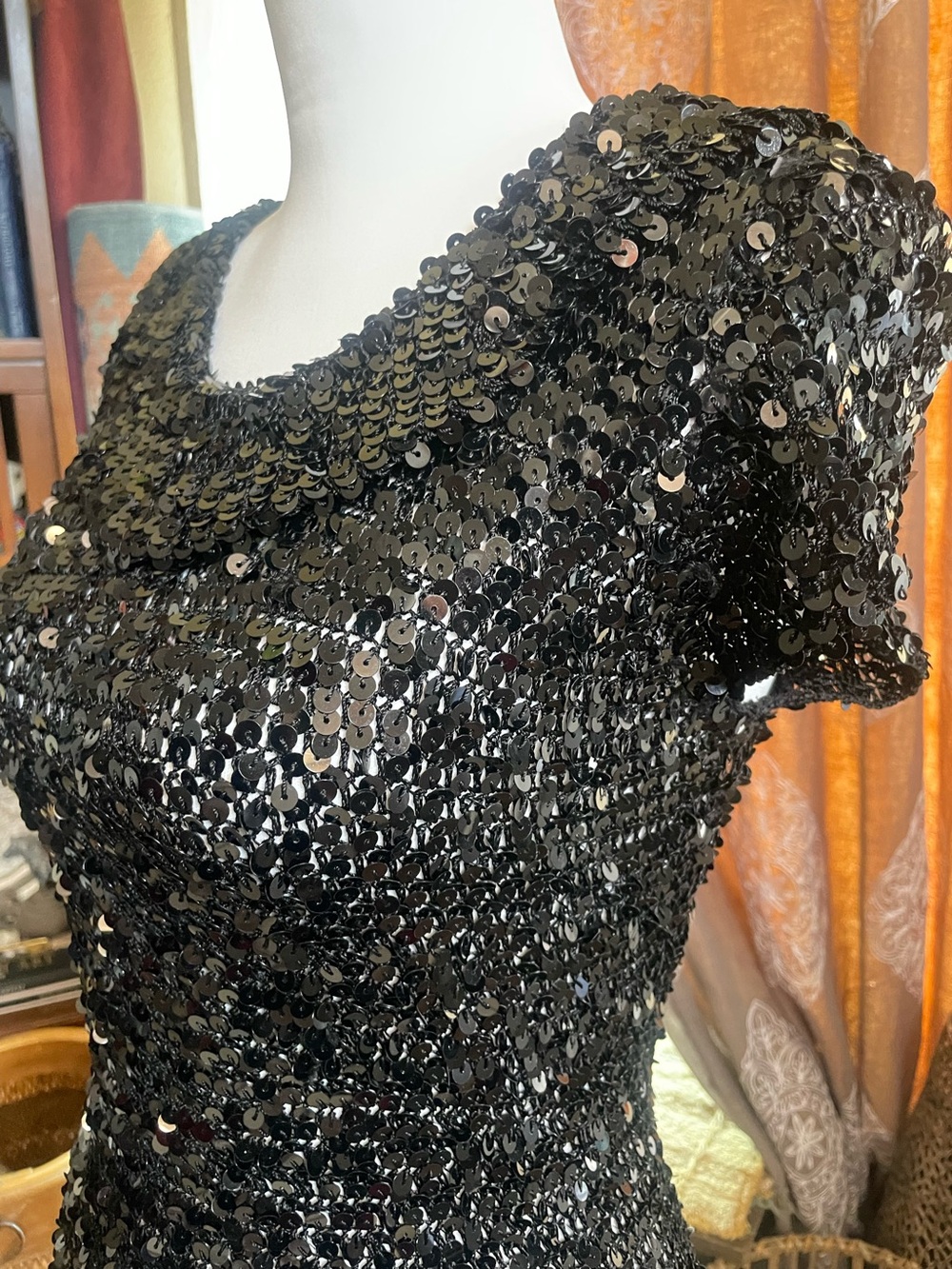 Vintage 90’s Gothic Linea Domani Black Sequin Mesh Top Women's  Gothic Whimsy Sm
